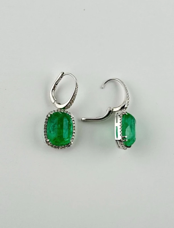 Earrings without a brand СЕРЬГИ С ИЗУМРУДАМИ 17.00 СТ И БРИЛЛИАНТАМИ 17.00 СТ 3