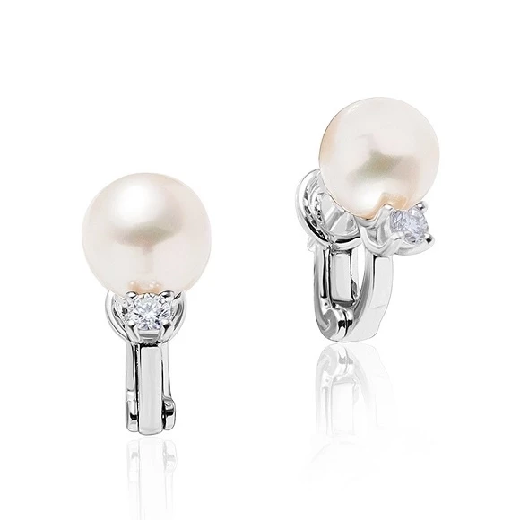 SOUTH SEA PEARLS 10.50 MM AND DIAMONDS EARRINGS 