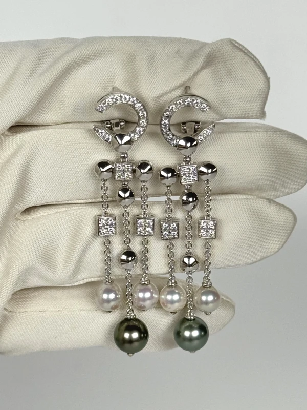 Bvlgari LUCEA PEARL & DIAMOND DROP EARRINGS BVG1188 3