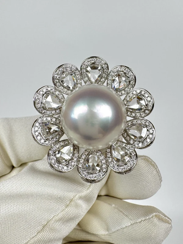 RalfDiamonds PEARL & DIAMOND RING (SIZE 54) RFD 0112 2