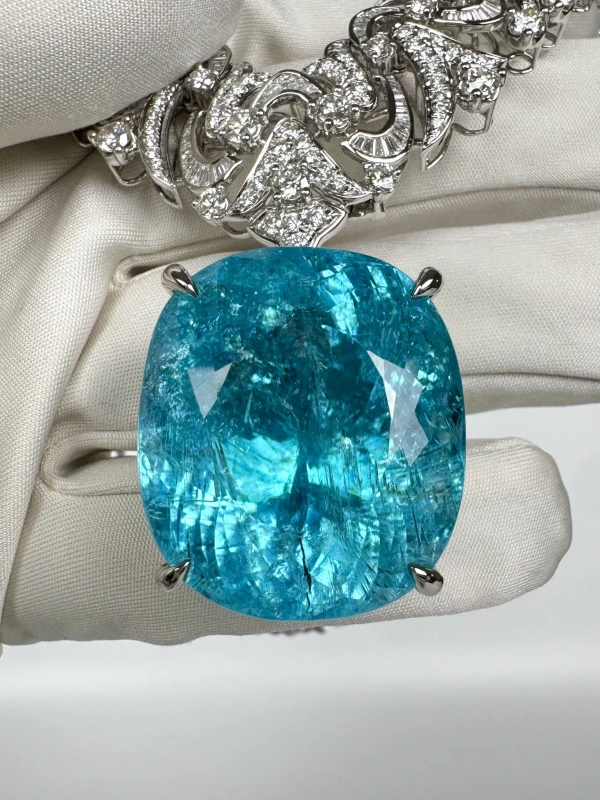 No name PARAIBA TOURMALINE 106.96 CT NECKLACE, MOZAMBIQUE ( GRS ) NN106.96 4