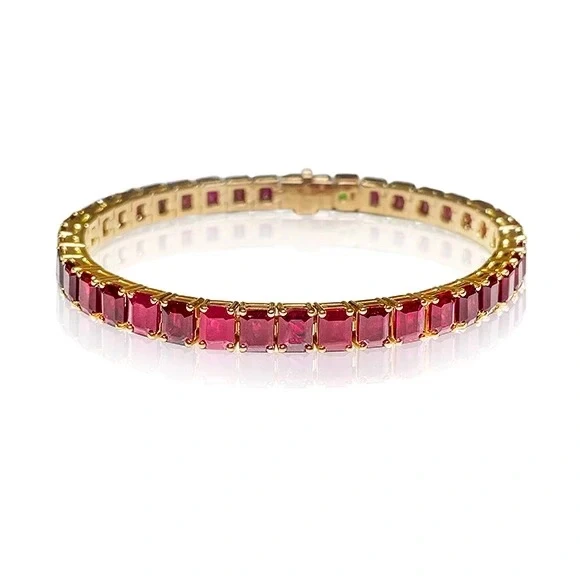 SQUARE CUT RUBIES 12.38 CT BRACELET (SIZE 16)