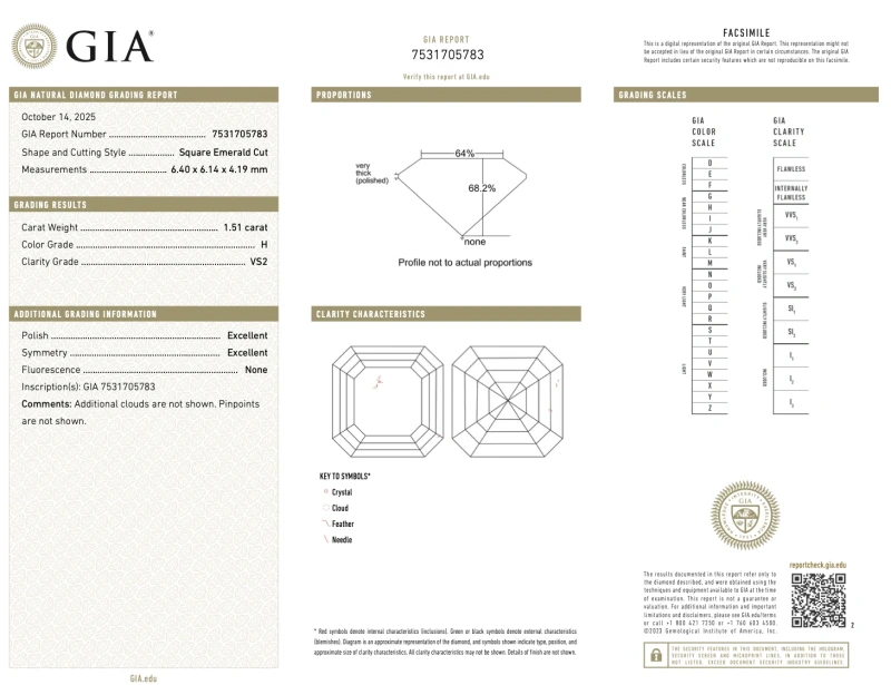 Earrings without a brand ASSCHER DIAMOND 1.51-1.51 CT H/VS1 EARRINGS (GIA) NN1.51-1.51CT H/VS2 4