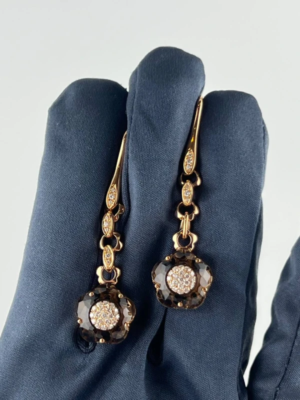 Pasquale Bruni EARRINGS PASQUALE BRUNI FROWERS ROSE GOLD QUARZ 0.40ct DIAMONDS Bon Ton FROWERS 2