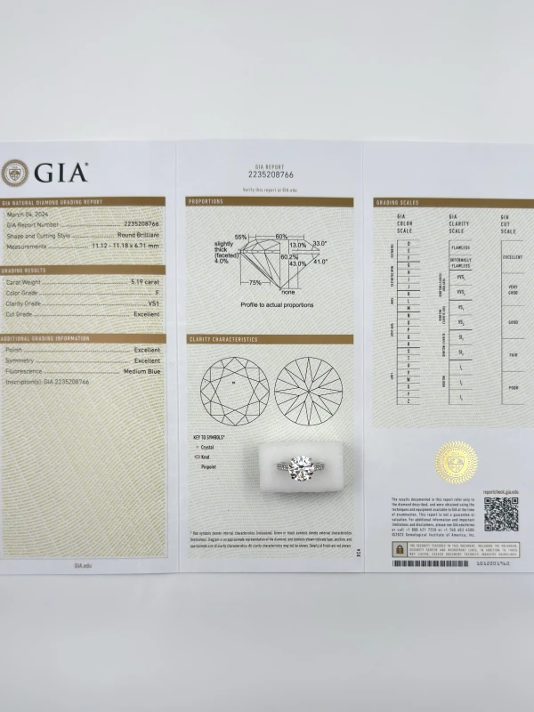 No name ROUND DIAMOND 5.19 CT F/VS1 RING (GIA) NN 5.19 CT F/VS1 5