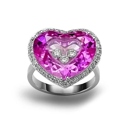 CHOPARD SO HAPPY RING. PINK CRYSTAL HEART