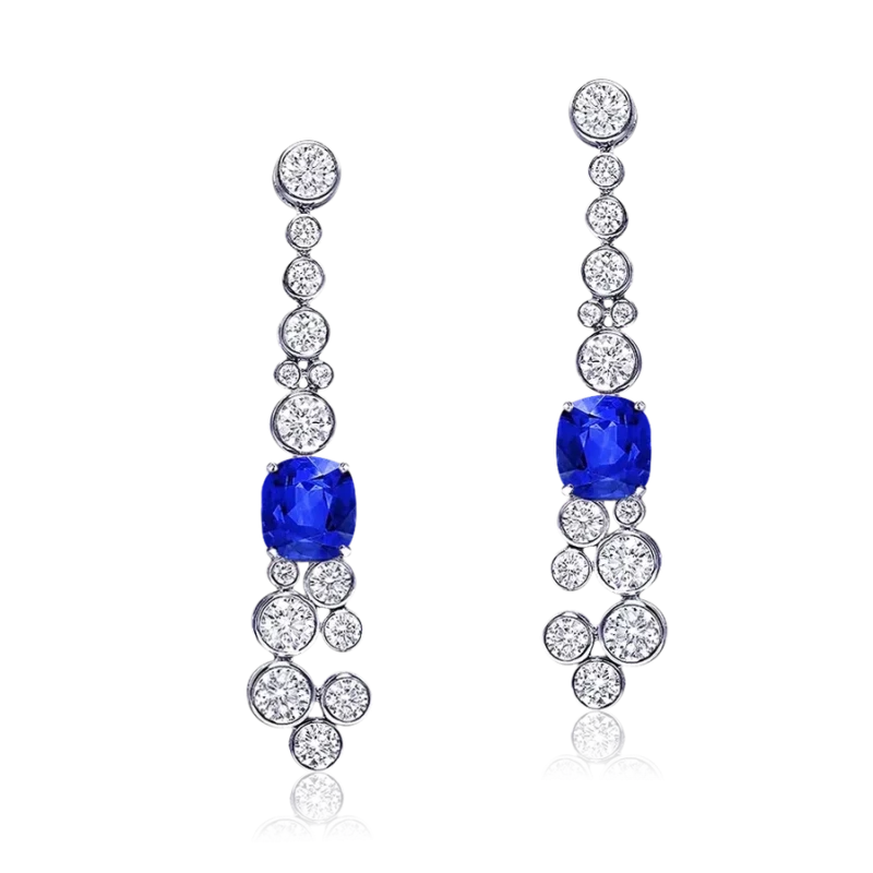 SAPPHIRES 9.46 CT & DIAMOND EARRINGS