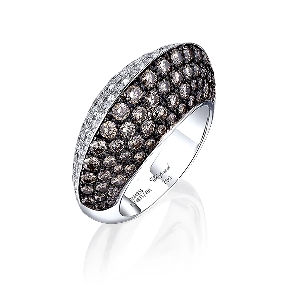 WHITE&BROWN DIAMOND PAVE DOUBLE SIDED RING