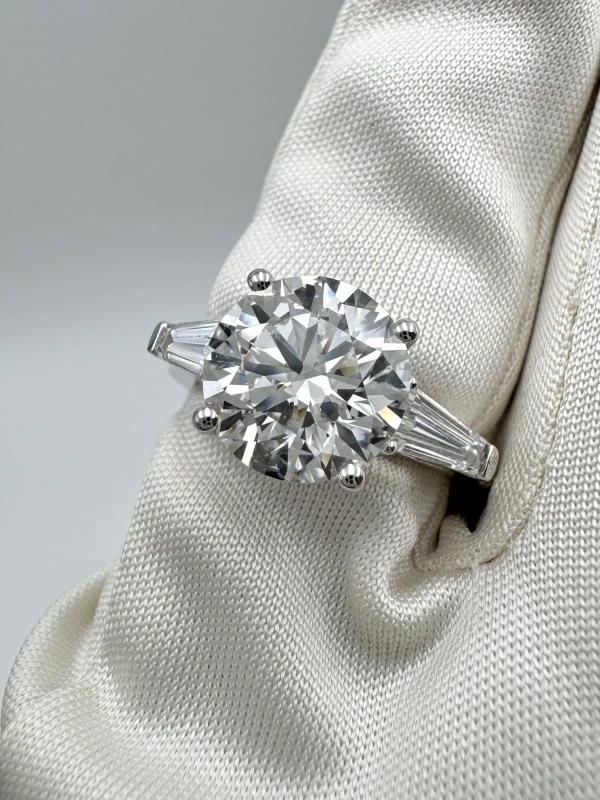 Earrings without a brand ROUND DIAMOND 3.00 CT E/VVS1 RING (SIZE 51) GIA EXEXEX nn3.00ct e/vvs1 5