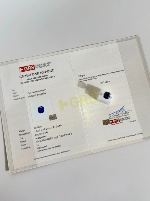 Earrings without a brand OCTAGONAL SAPPHIRE 10.48 CT ROYAL BLUE RING (SIZE 51) GRS sp10.48 5