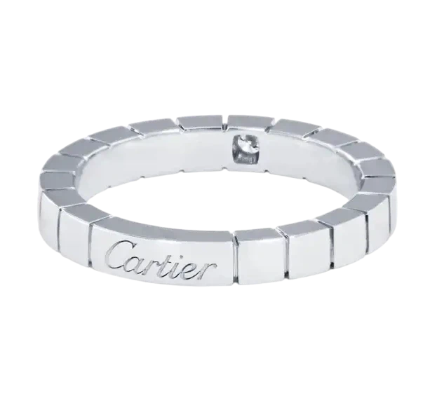 Cartier LANIERES BAND RING, 1 DIAMOND, WHITE GOLD (SIZE 57) CR1DIA 1