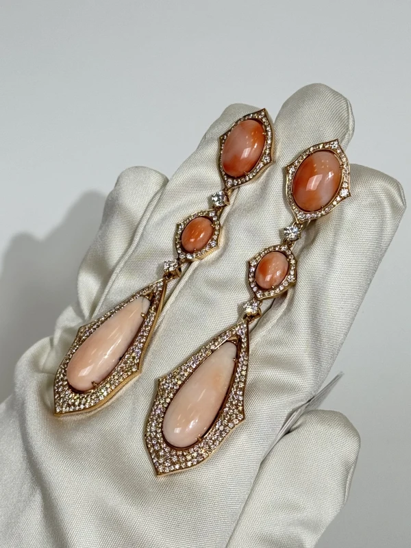 YANUSH GIOIELLI СЕРЬГИ С КОРАЛЛАМИ И БРИЛЛИАНТАМИ YE50446PCOR 4