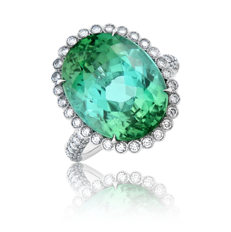 OVAL TOURMALINE 14.05 CT RING (SIZE 54)