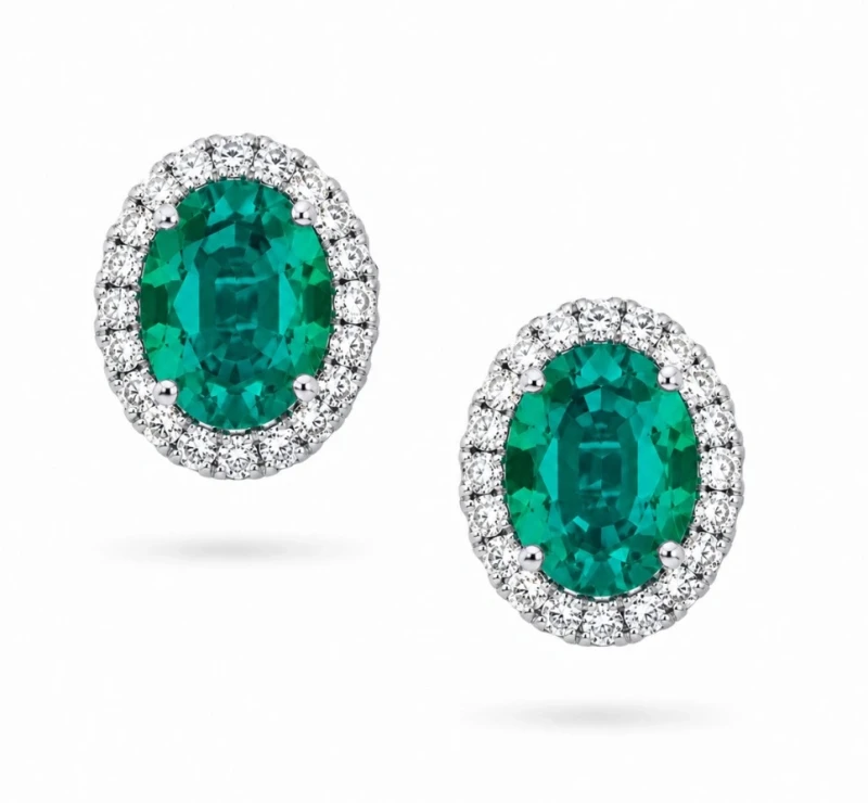 OVAL EMERALD STUD EARRINGS 2.64 CT