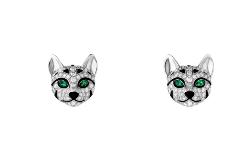 Fuzzy, the Leopard Cat stud earrings