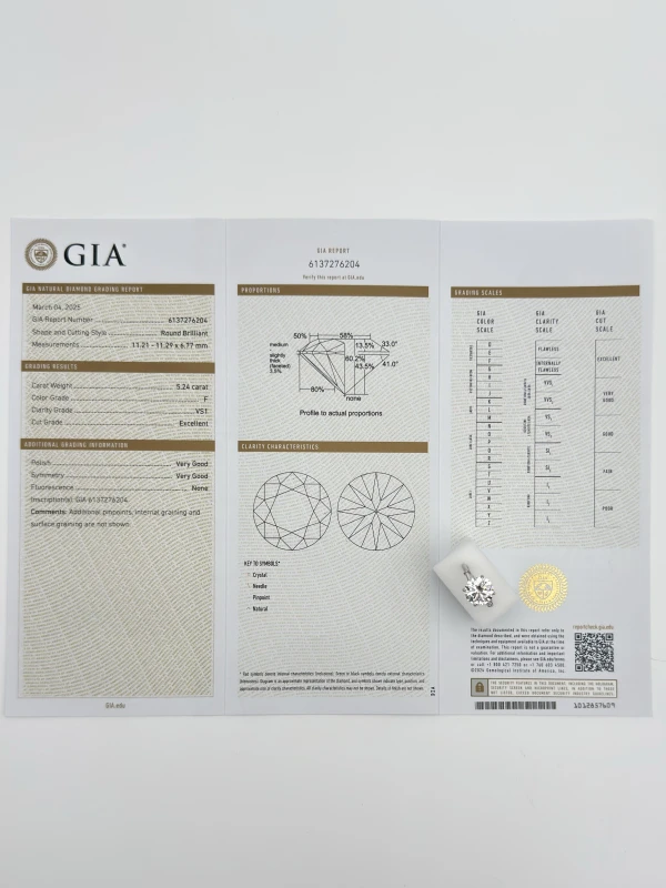 IVANKA TRUMP ROUND DIAMOND 5.24 CT F/VS1 RING BY IVANKA TRUMP (GIA) IT5.24 7