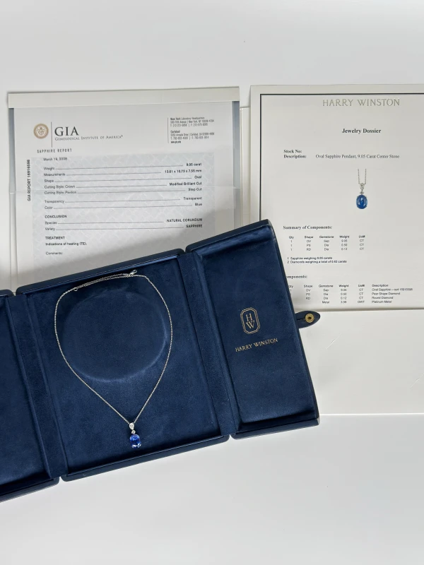 Harry Winston OVAL SAPPHIRE 9.05 CT BLUE NECKLACE (GIA) HW9.05 5
