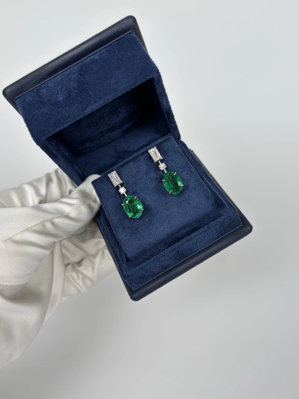 СЕРЬГИ NO NAME Zambia EMERALD 6.16-5.87CT & DIAMOND EARRINGS NN6.16-5.87CT 7