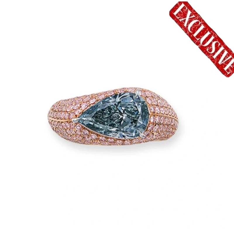 FANCY GREY-BLUE NATURAL 3.18 CT DIAMOND RING (GIA)