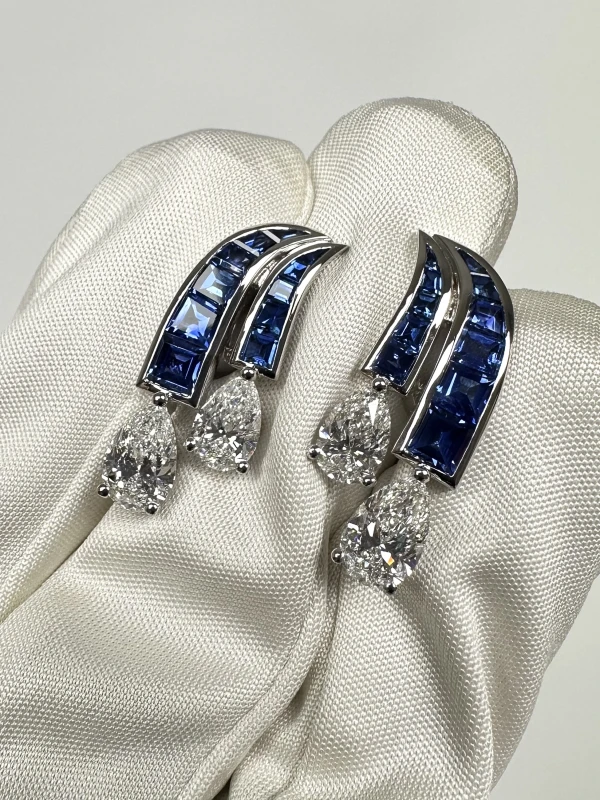 VERDI JEWELLERY СЕРЬГИ С БРИЛЛИАНТАМИ И САПФИРАМИ A78F 5