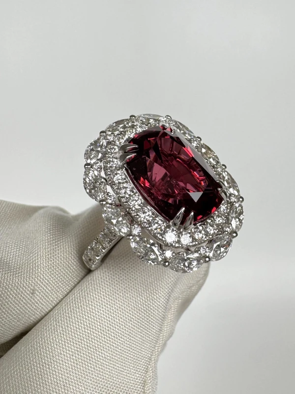 Earrings without a brand Burma Spinel 8.44 ct Orangy - Red Ring (No hited) GRS NN8.44 3