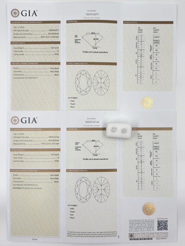 Earrings without a brand OVAL DIAMOND 1.03-1.06 CT D/VVS2 EARRINGS (GIA) 5515-1.03-1.06 СT 4