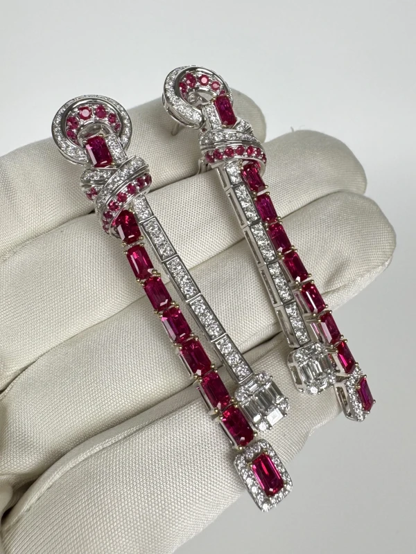 RalfDiamonds RUBY 5.27 CT & DIAMONDS 2.15 CT EARRINGS RFD4.50CT 4