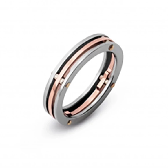 STEEL AND ROSE GOLD RING