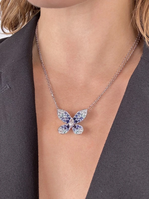 Graff Butterfly Sapphire, Tourmaline and Diamond Pendant RGP870 4