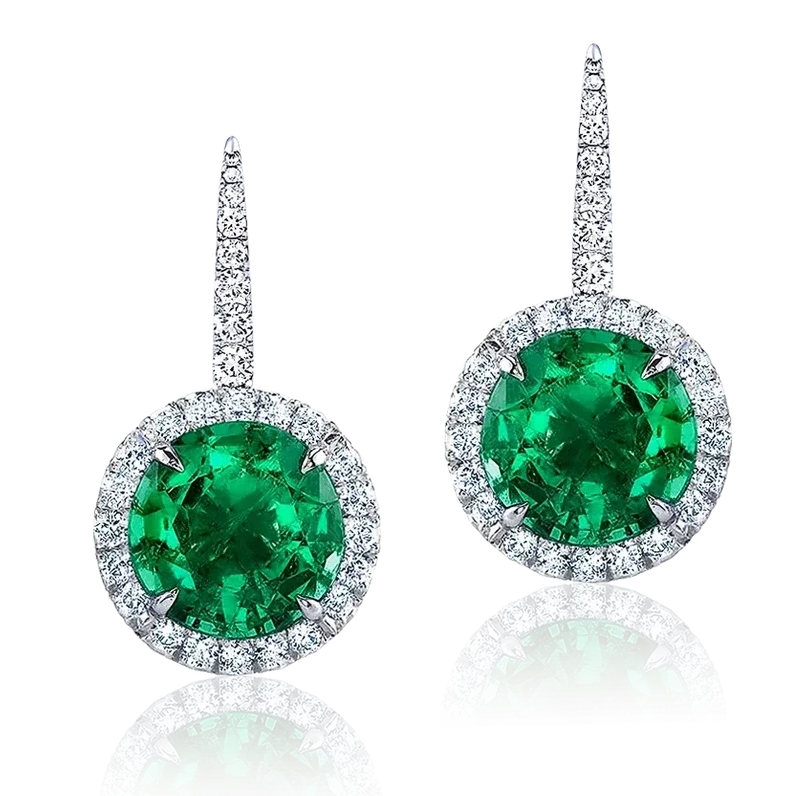 EMERALD 5.89 - 5.94 CT INTENSE TO VIVID GREEN EARRINGS (GRS)