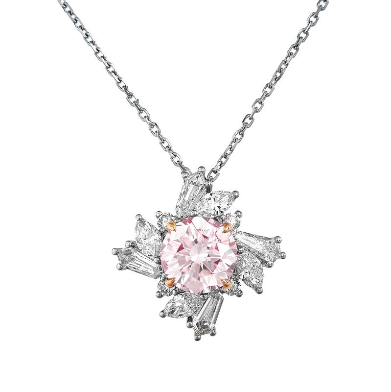 ROUND DIAMOND 2.04 CT FAINT PINK/VS2 PENDANT (GIA)
