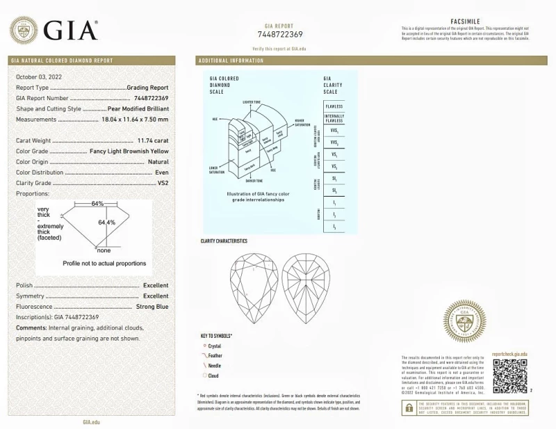 СЕРЬГИ NO NAME DIAMOND 11.74 CT FANCY LIGHT BROWNISH YELLOW/VS2 RING (GIA) NN11.74CT 3