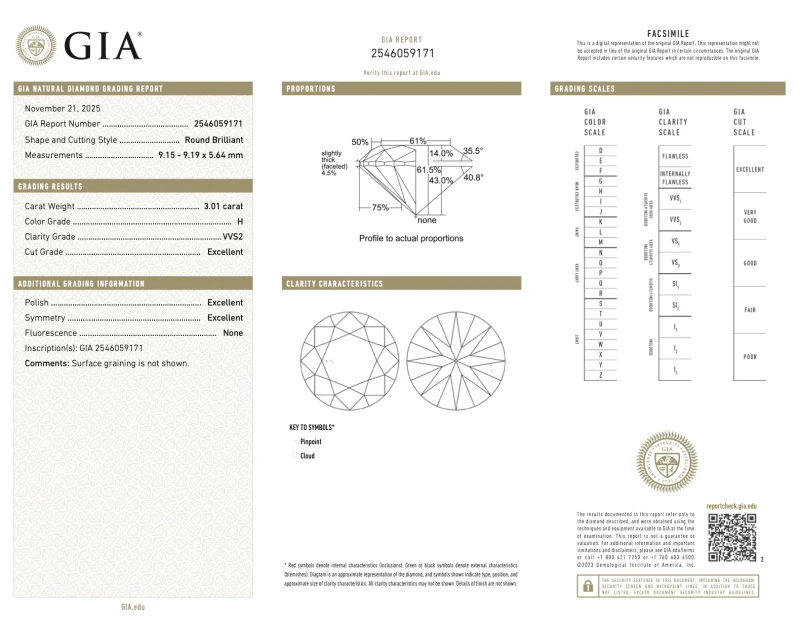 No name ROUND DIAMOND 3.01-3.01 CT H/VVS2 EARRINGS (GIA) nn3.01-3.01 H/VVS2 3