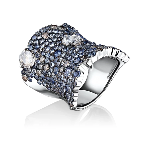 Fancy Sapphire and Diamond Band Ring 