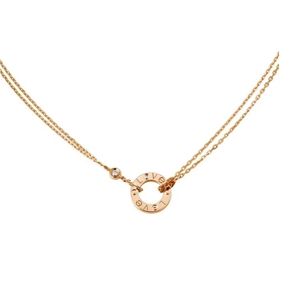 LOVE NECKLACE, 2 DIAMONDS, ROSE GOLD 