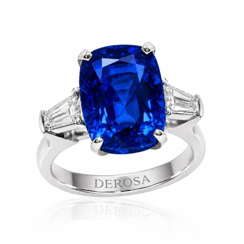 CUSHION SAPPHIRE 7.06 CT "ROYAL BLUE" RING (SRI LANKA) (GRS)