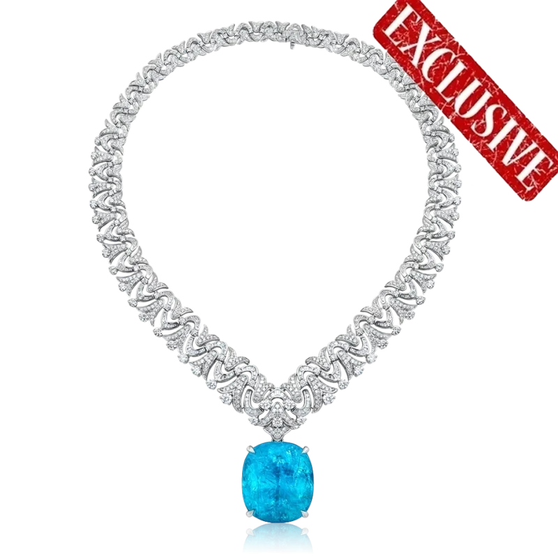 PARAIBA TOURMALINE 106.96 CT NECKLACE, MOZAMBIQUE ( GRS )