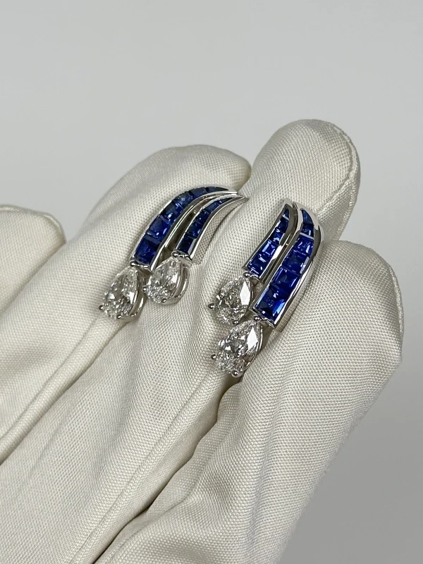 VERDI JEWELLERY СЕРЬГИ С БРИЛЛИАНТАМИ И САПФИРАМИ A78F 4