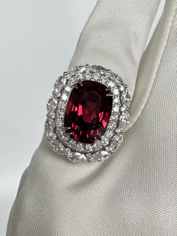 Earrings without a brand Burma Spinel 8.44 ct Orangy - Red Ring (No hited) GRS NN8.44 4