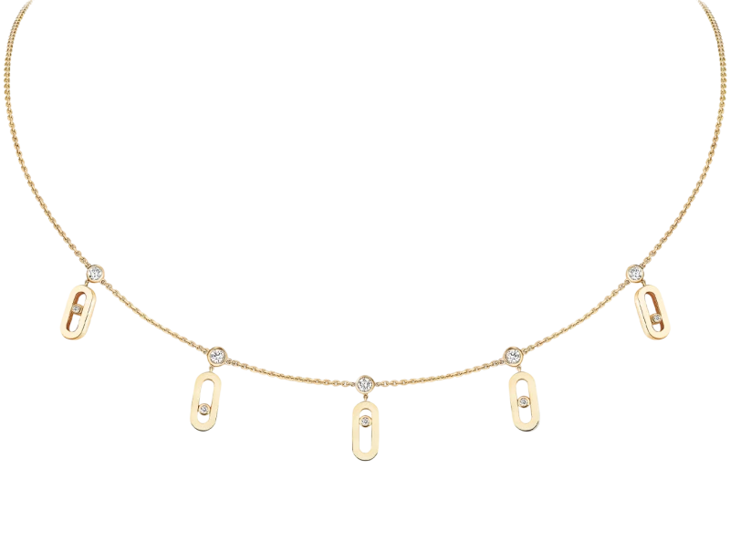 Move Uno Drop Pendant Choker, Yellow Gold Diamond Necklace