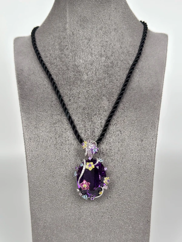 Earrings without a brand Amethyst & Multicolor sapphire set NN963123 6