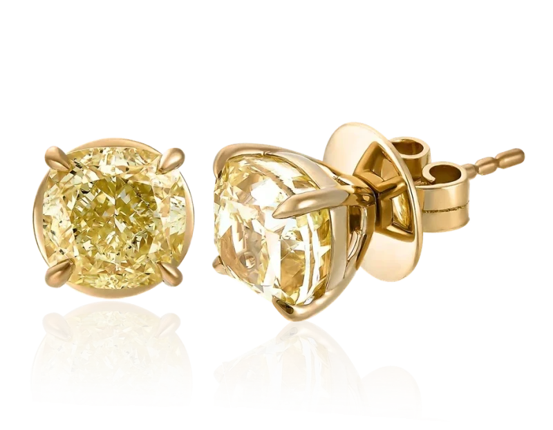 Earrings without a brand CUSHION DIAMOND 3.01 - 3.03 CT FANCY LIGHT YELLOW/VS EARRINGS (GIA) NN3.01-3.00FLY 1