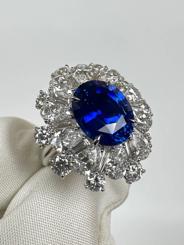 Mercury SAPPHIRE 5.01 CT "BLUE", SRI LANKA  & DIAMOND 4.48 CT RING (SIZE 55) MRF2219WC 4