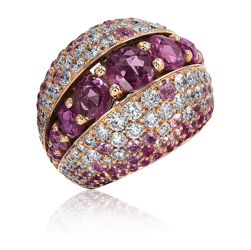 DIAMOND 3.02 CT AND PINK SAPPHIRE 7.96 CT RING (SIZE 55)