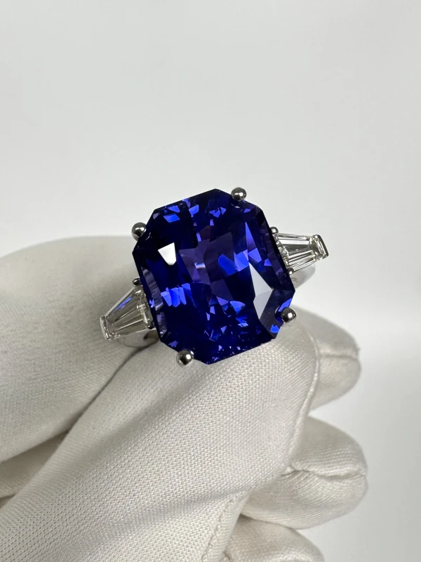 No name Sri Lanka SAPPHIRE 11.65 CT VIOLETISH - BLUE TO PURPLE RING (NOT HEATED) GRS NN11.65 3