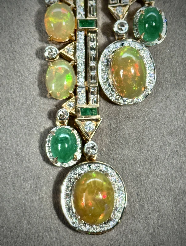 RalfDiamonds OPAL, DIAMONDS & EMERALDS NECKLACE RDwhiteopalescence 4
