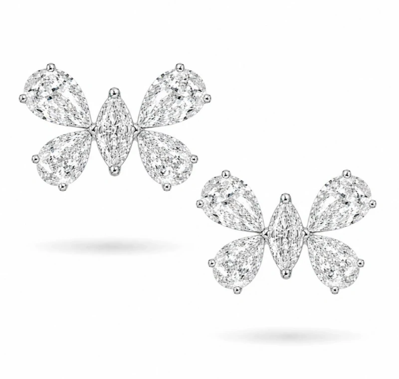 BUTTERFLY DIAMOND STUD EARRINGS 0.94 CT
