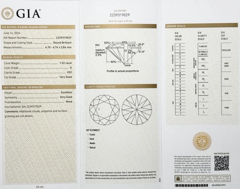 Earrings without a brand DIAMOND RING 1.02 CT G/VS2 (GIA) 1.02 G/VS2 6