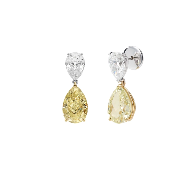 PEARSHAPE DIAMOND EARRINGS 1.03-1.04 CT FLY/VS (GIA)