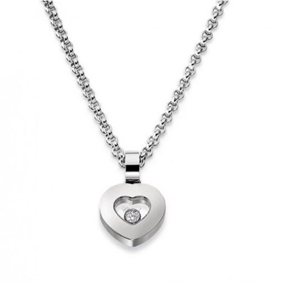 HAPPY DIAMONDS HEART PENDANT, WHITE GOLD